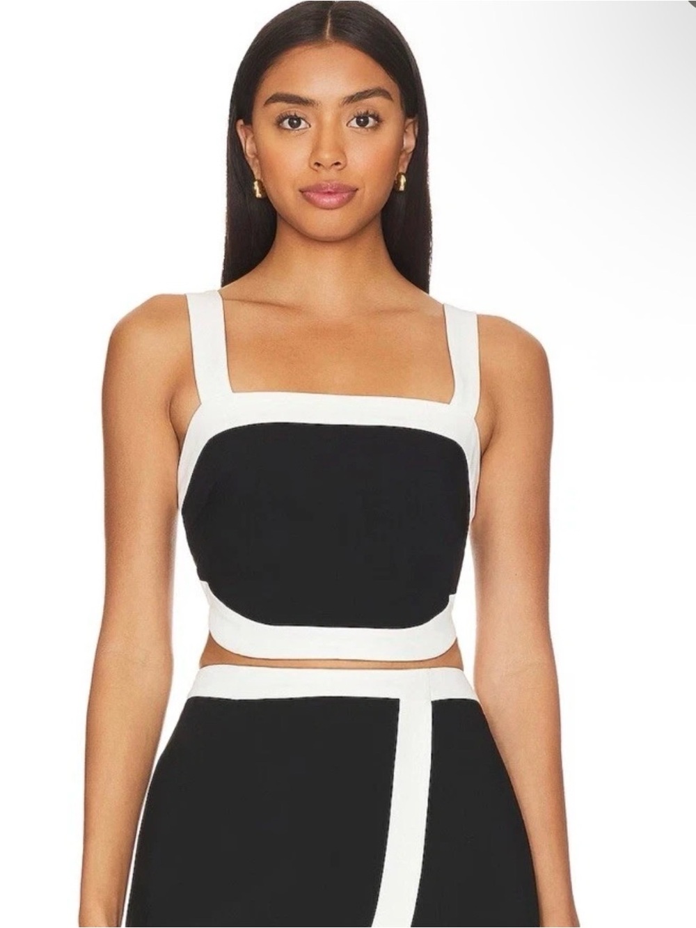 Amanda Uprichard Porsha Black and White Crop Top